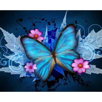 Diamant schilderij 40x50cm Blauwe vlinder