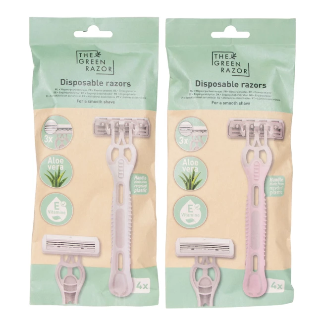 Disposable razors with recycled plastic handle
