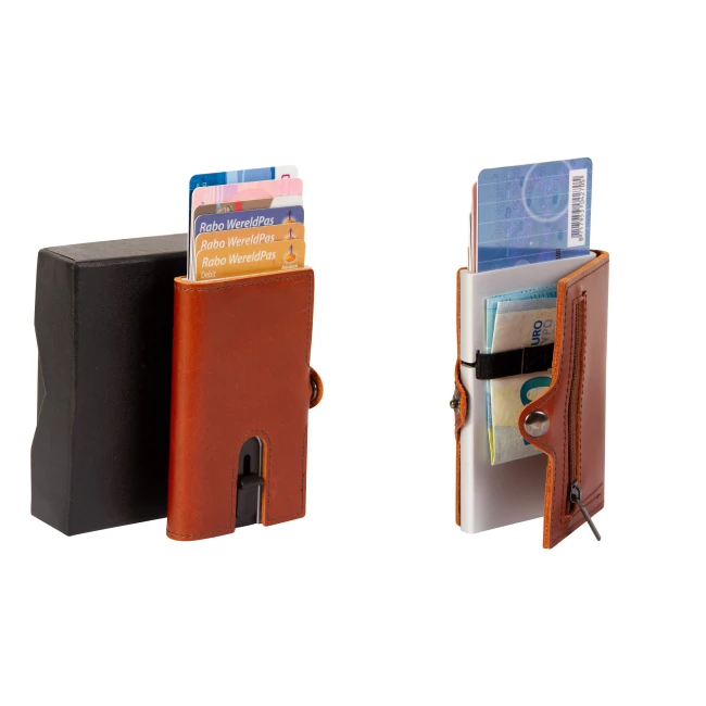 Porte-cartes RFID cuir marron