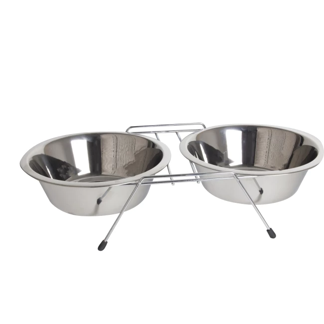 Double feeding bowl with holder