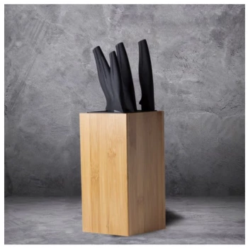 Bamboo knife block with 5 knives